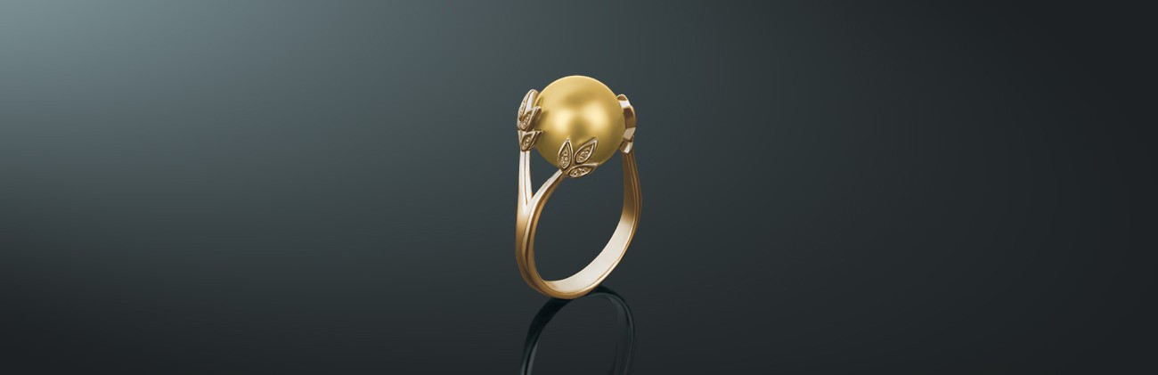 Кольцо из коллекции MAYSAKU: жемчуг Южных морей, золото 585˚, бриллианты, государственное пробирное клеймо. кп-65жз