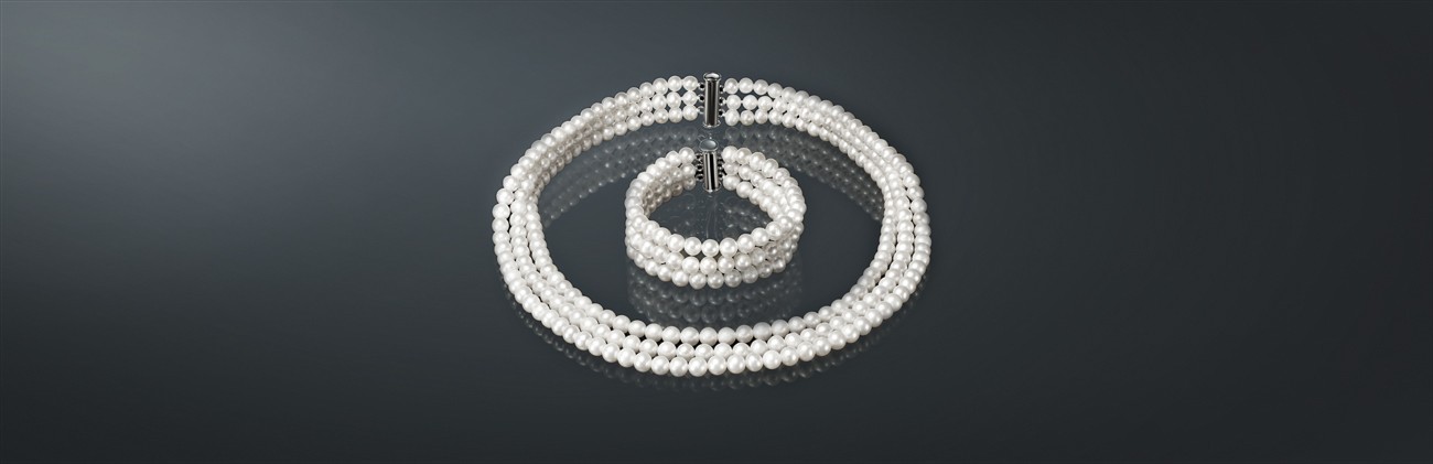 Гарнитур из пресноводного жемчуга: ожерелье (б065-бтр) и браслет (б065-20бтр). б065-4020бтр