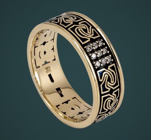 Обручальное кольцо АК5.24.9В: жемчуг, золото 585°