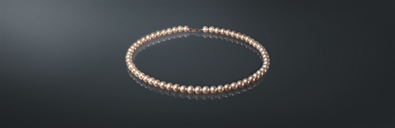 Ожерелье из розового пресноводного жемчуга, с замком из золота 585˚. р8505х40з